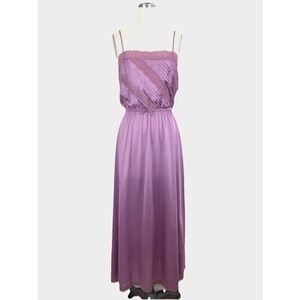 VTG 70's Sears Nightgown Dress Purple Sz M Nylon Lace Size M‎ 12-14